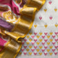 Chrome Yellow Handloom Ikkat Chanderi Suit Fabric With Maheshwari Border