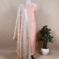 Peach Banarasi Suit With Organza Dupatta