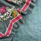 Dark Green Patola Handloom Munga Tussar Suit Fabric With Kantha Stitch Embroidery