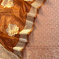 Ochre Brown Designer Pure Brocade Silk Kurta And Organza Dupatta
