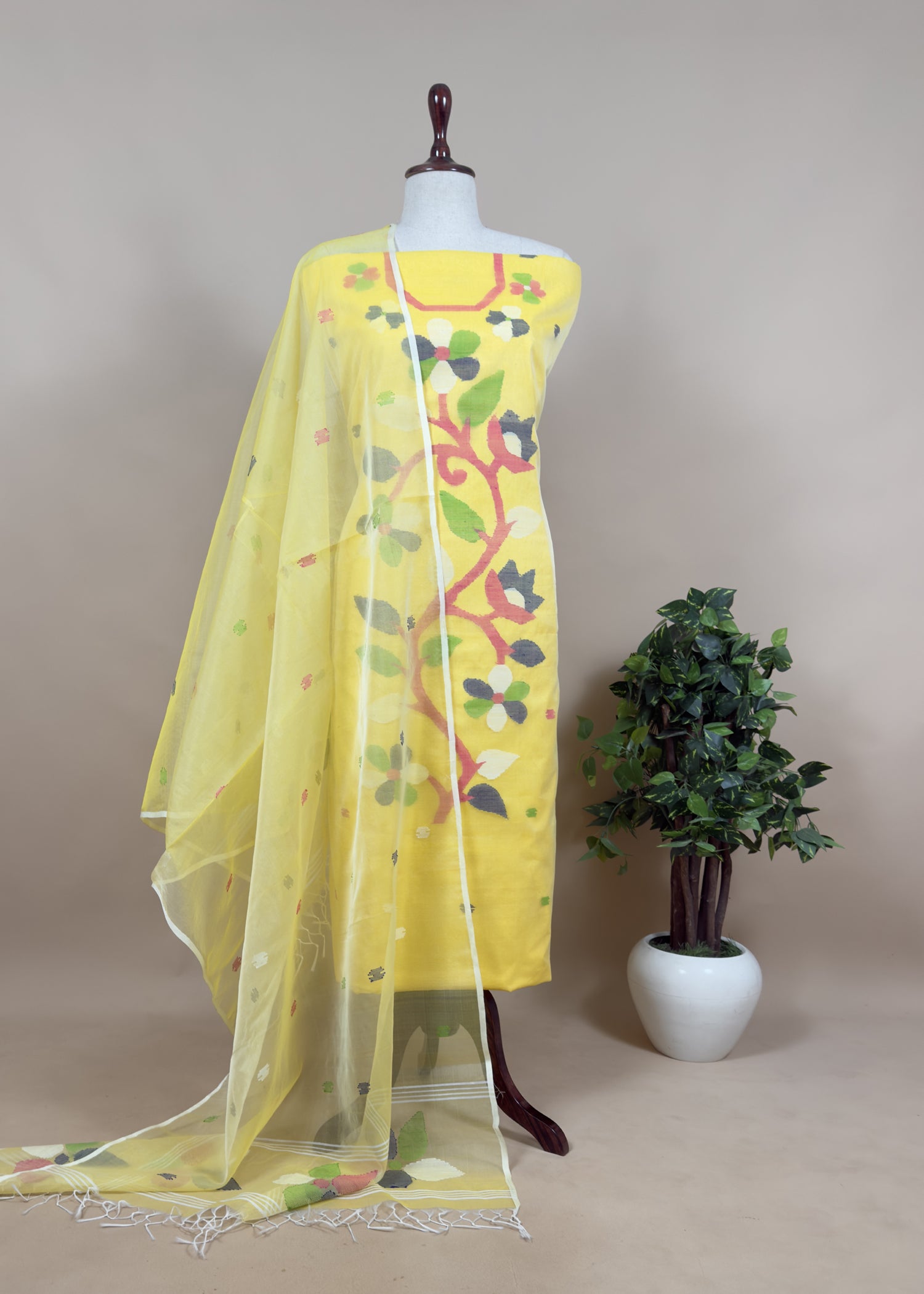 festive wear organza suit with tangai weaving

