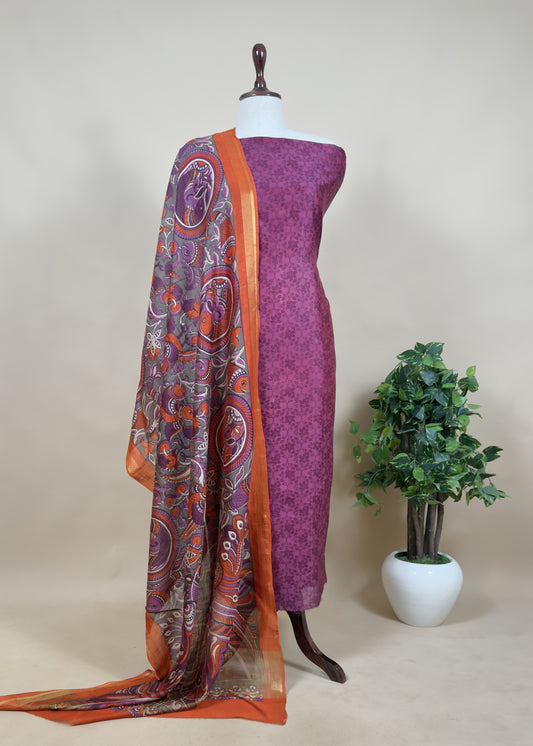 Handloom Maheshwari Silk Suit In Kani