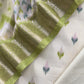 Emerald Green Handloom Ikkat Chanderi Suit Fabric With Maheshwari Border