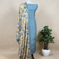 Turquoise Blue Handloom Raw Silk Suit With kalamkari Dupatta