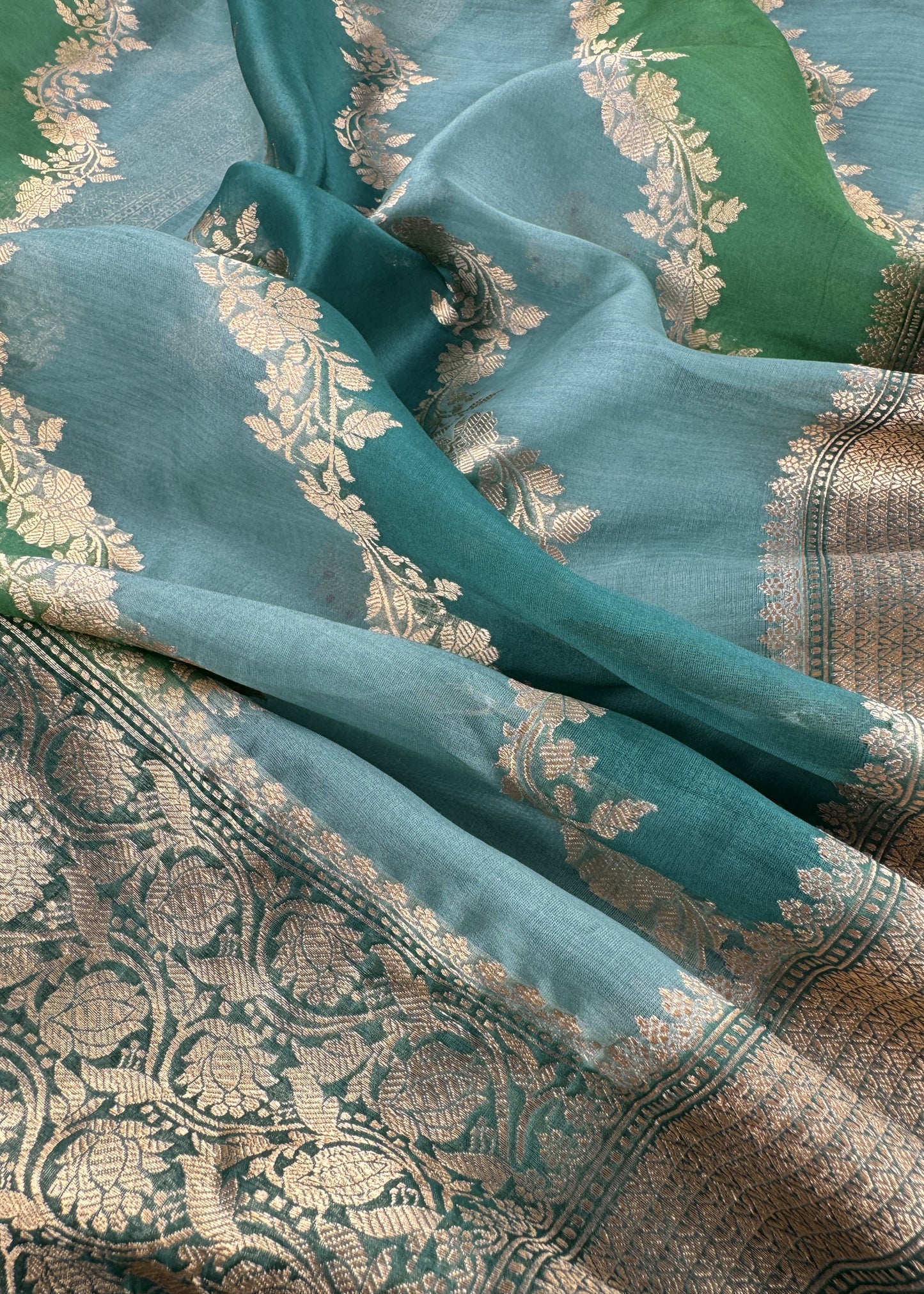 Pastel Blue Handloom Silk Kurta And Rangkaat Kora Silk Dupatta With Meenakari Kadwa Weaving