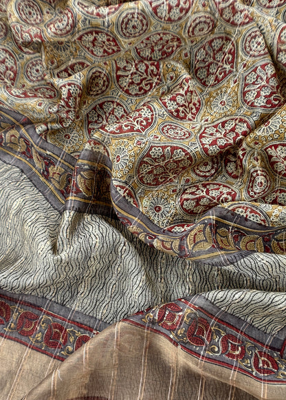 Chanderi unstitched suit with dupatta


