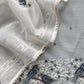Light Grey Pure Mul Chanderi Suit With Chidiya French Thread Embroidery