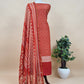 Orange Block Print Handloom Maheshwari Silk Suit Fabric