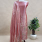 Red Tissue Silk Suit With Thread Embroidery And Patch Work
