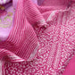 Pink Gulbahar Pure Mulmul Unstitched Suit Fabric With Jaipuri Handblock Print