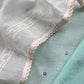 Sea Green Pure Mul Chanderi Suit With Chidiya French Thread Embroidery