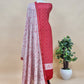 Red Bandhani Suit In Maheshwari With Madhubani Dupatta