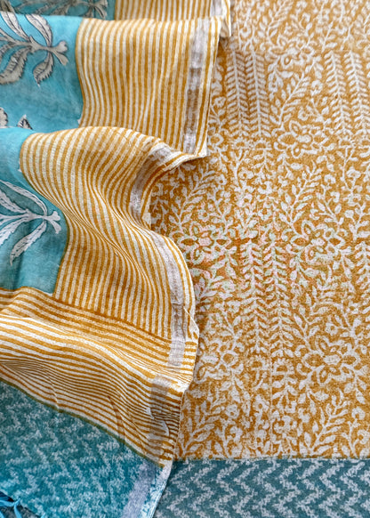 Mulmul suit set with jaipuri handblock print

