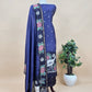 Blue Handpainted Hans and Flowers Maheshwari Silk Suit With Banarasi Bootis