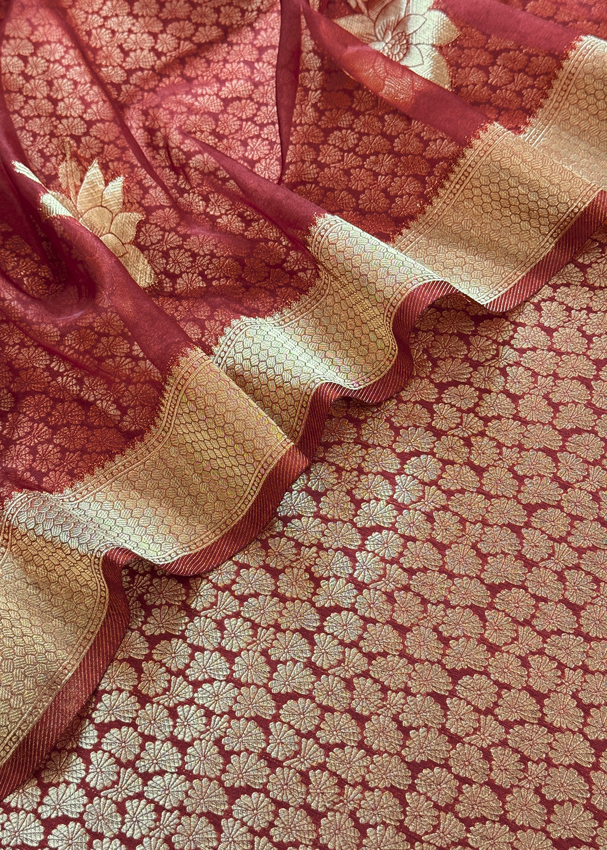 Indian Traditional Wear Brocade Organza Fabric

