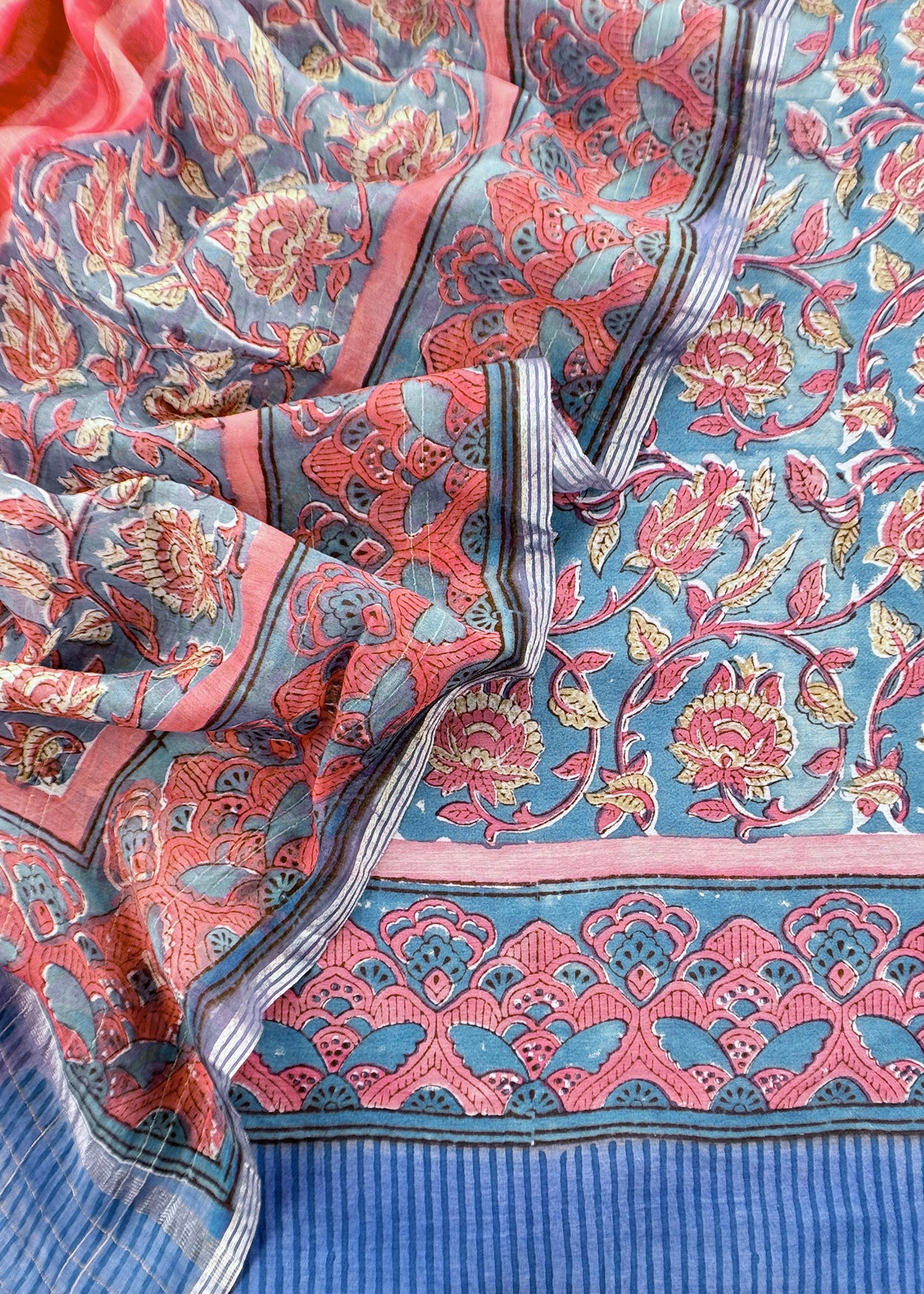 mulmul unstitched suit with dupatta

