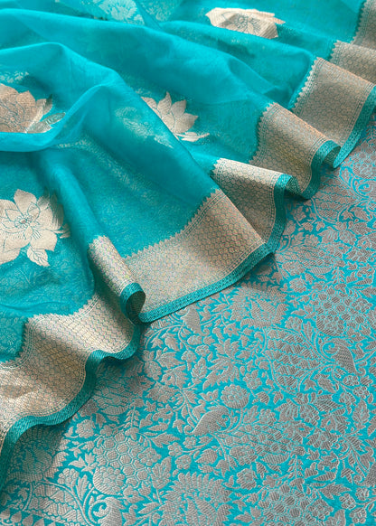 Indian Traditional Wear Brocade Organza Fabric

