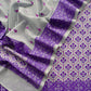 Gray And Purple Handloom Banarasi Suit With Paithani Weaving