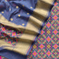 Blue Handwoven Unstiched Patola Suit in Pure Cotton