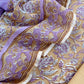 Brown Yellow Gulbahar Pure Mulmul Unstitched Suit Fabric With Jaipuri Handblock Print