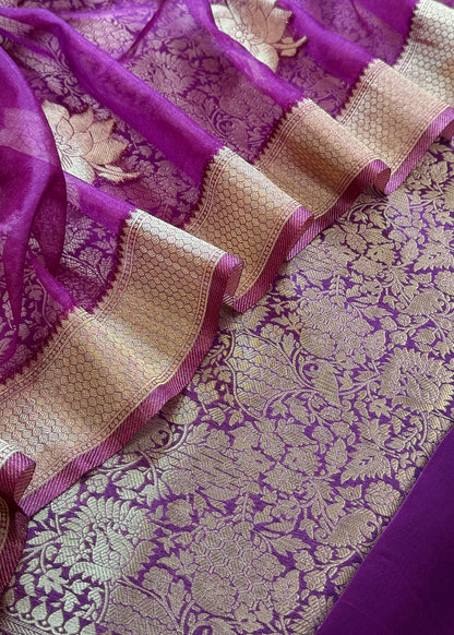 Indian Traditional Wear Brocade Organza Fabric


