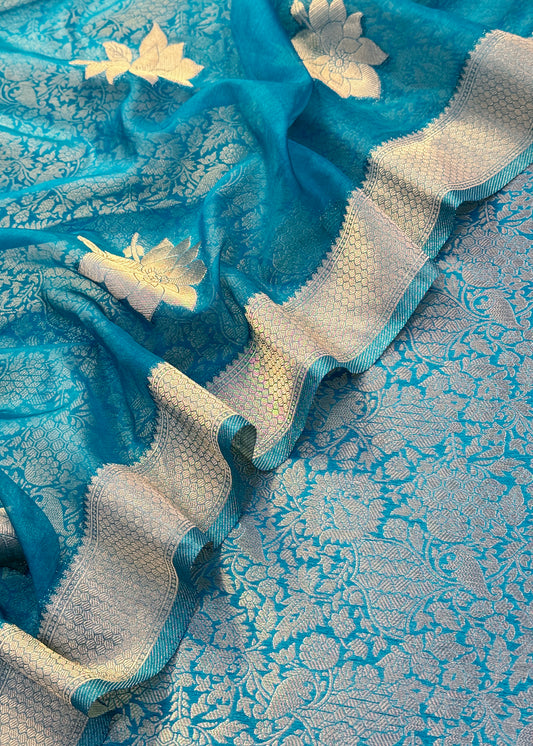 Indian Traditional Wear Brocade Organza Fabric

