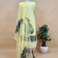 Yellow Pakistani Unstitched Suit In Mulmul Cotton With Organza Dupatta