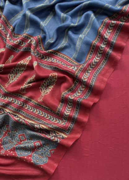 Maroon Pashmina Suit With Digital Print Dupatta