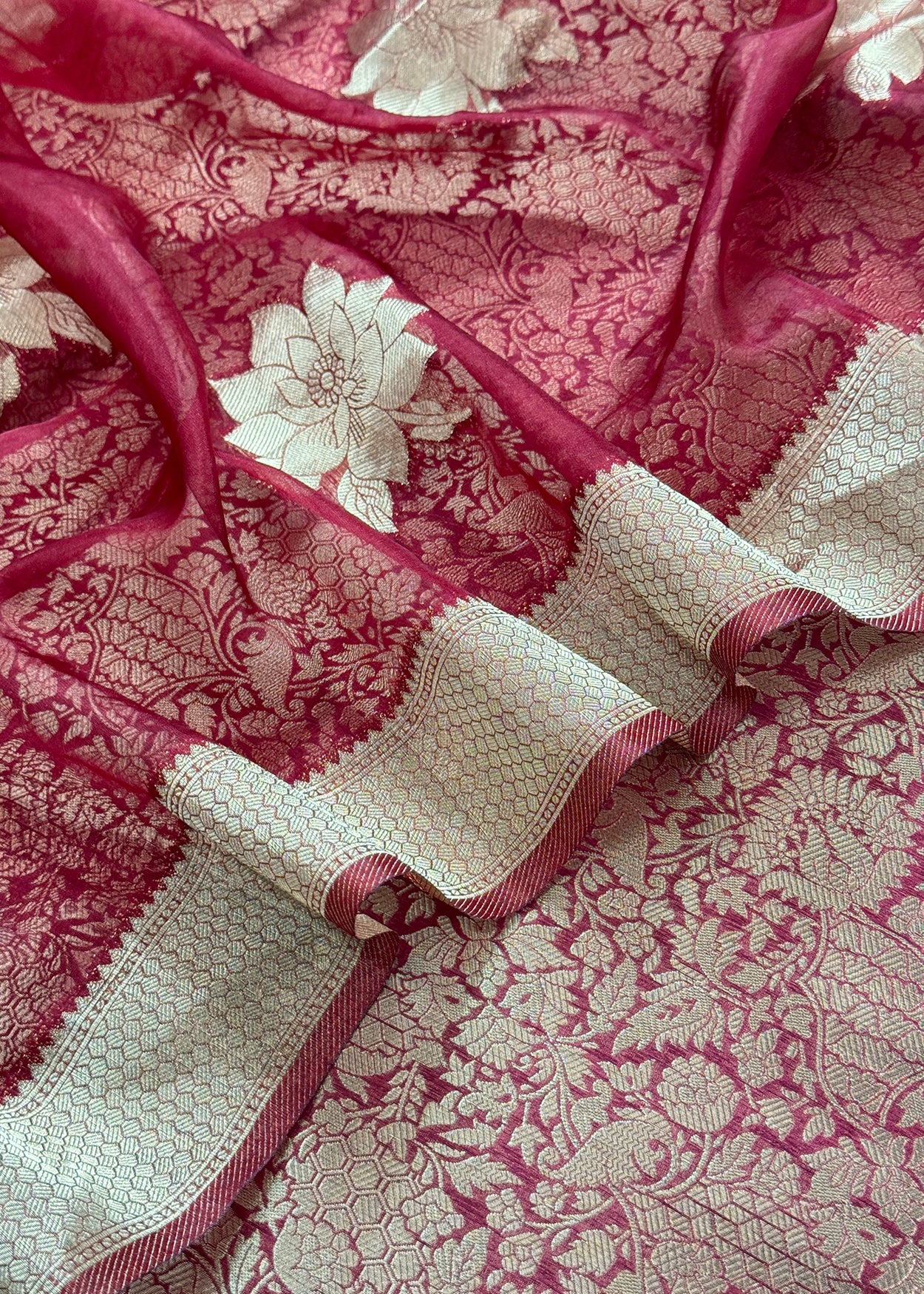 Indian Traditional Wear Brocade Organza Fabric

