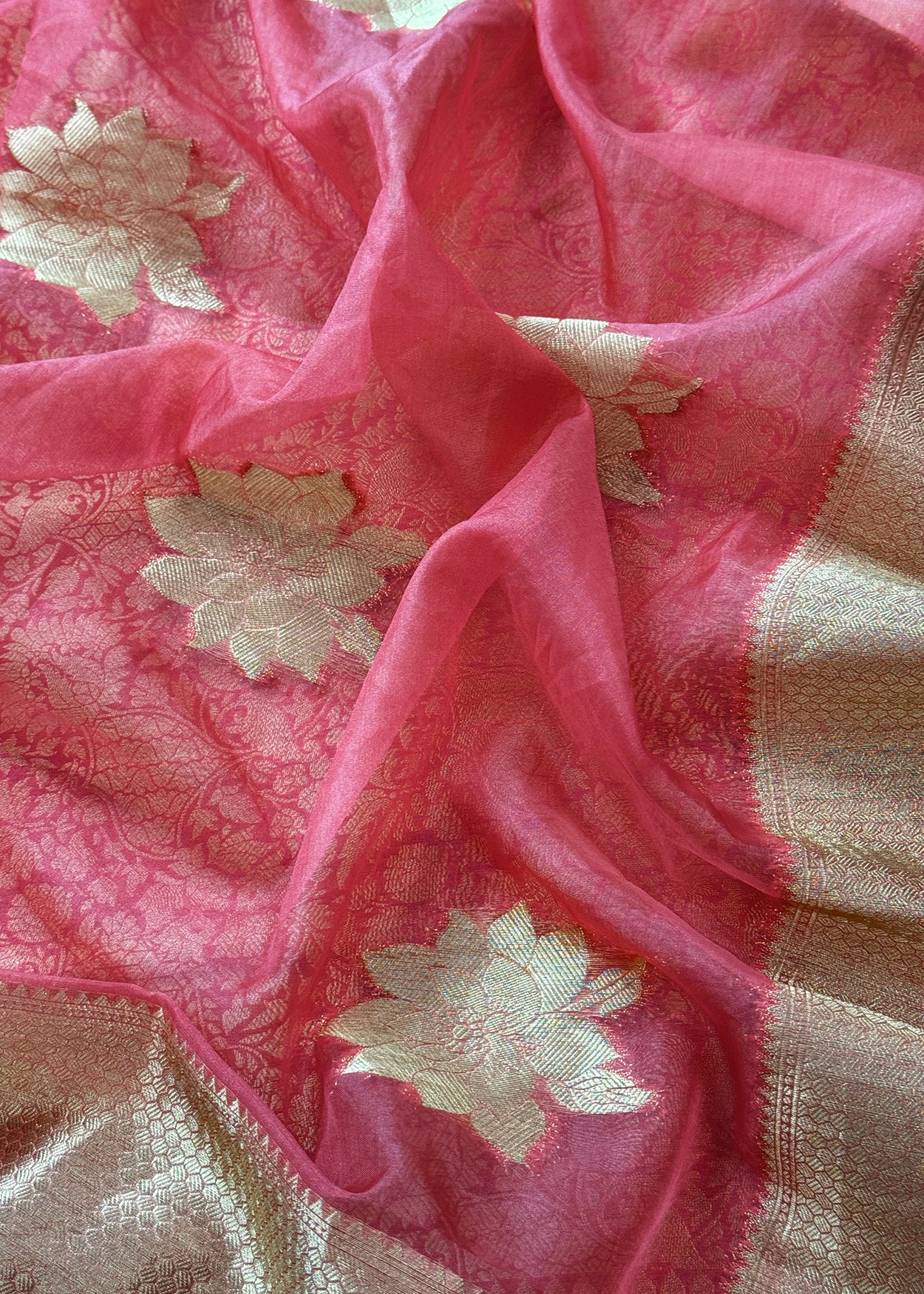 Indian Traditional Wear Brocade Organza Fabric

