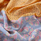 Grey Yellow Gulbahar Pure Maheshwari Silk Unstitched Suit Fabric With Jaipuri Handblock Print