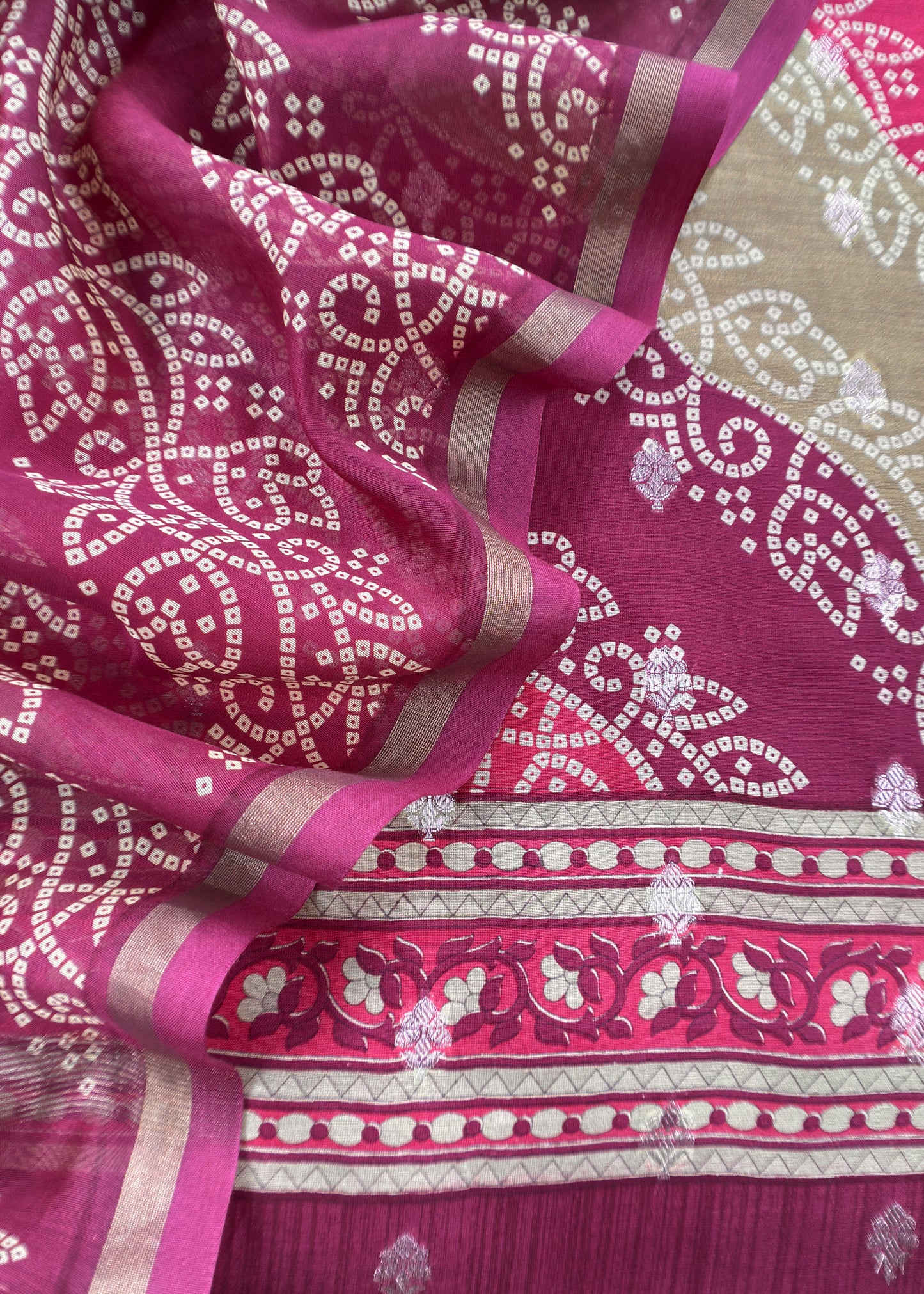 Wine Pure Maheshwari Silk Suit With Banarasi Bootis