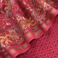 Red Pure Handblock Print Maheshwari Silk Suit With Kantha Stitch Embroidery