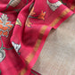 Red And Beige Kalamkari Print Pure Maheshwari Silk Suit With Dupatta