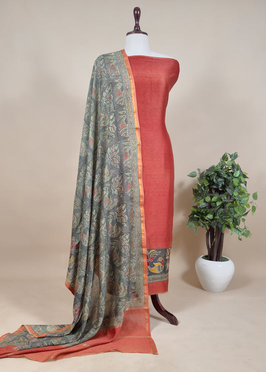 Maheshwari Unstitched Suit With Kantha Work