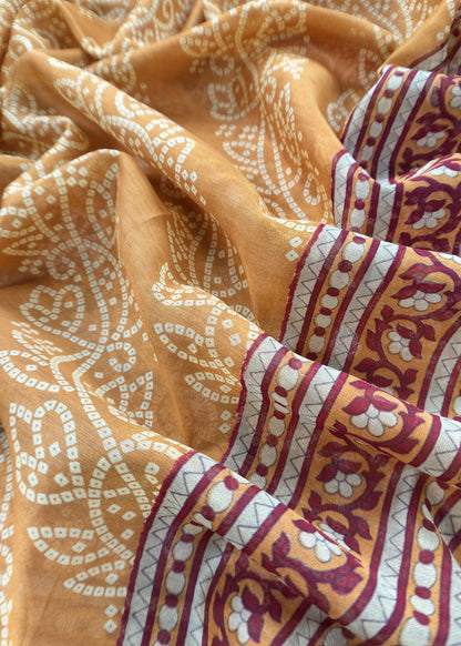 Yellow Pure Maheshwari Silk Suit With Banarasi Bootis
