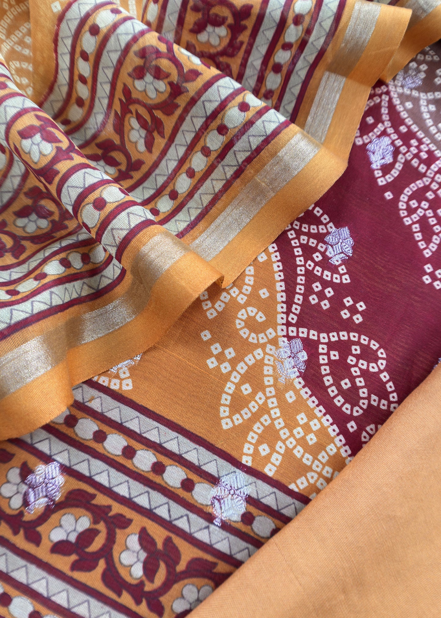 Yellow Pure Maheshwari Silk Suit With Banarasi Bootis