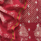 Red Maheshwari Silk Unstitched Suit With Leheriya And Block Print