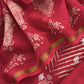Red Maheshwari Silk Unstitched Suit With Leheriya And Block Print
