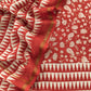 Orange Block Print Handloom Maheshwari Silk Suit Fabric