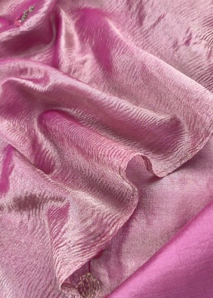 Purple Tissue Silk Suit With Thread Embroidery And Patch Work