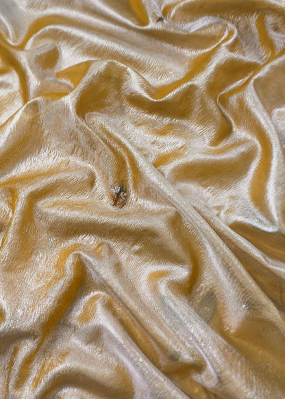 Yellow Tissue Silk Suit With Thread Embroidery And Patch Work