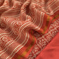 Orange Block Print Handloom Maheshwari Silk Suit Fabric