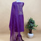 Royal Purple Handwoven Silk Kurta And Kora Silk Dupatta With Dori Embroidery