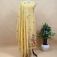 Yellow Linen Chanderi Unstitched Suit With Jamdani Weaving