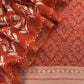 Orange Block Print Handloom Maheshwari Silk Suit Fabric