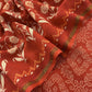 Orange Block Print Handloom Maheshwari Silk Suit Fabric
