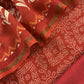 Orange Block Print Handloom Maheshwari Silk Suit Fabric