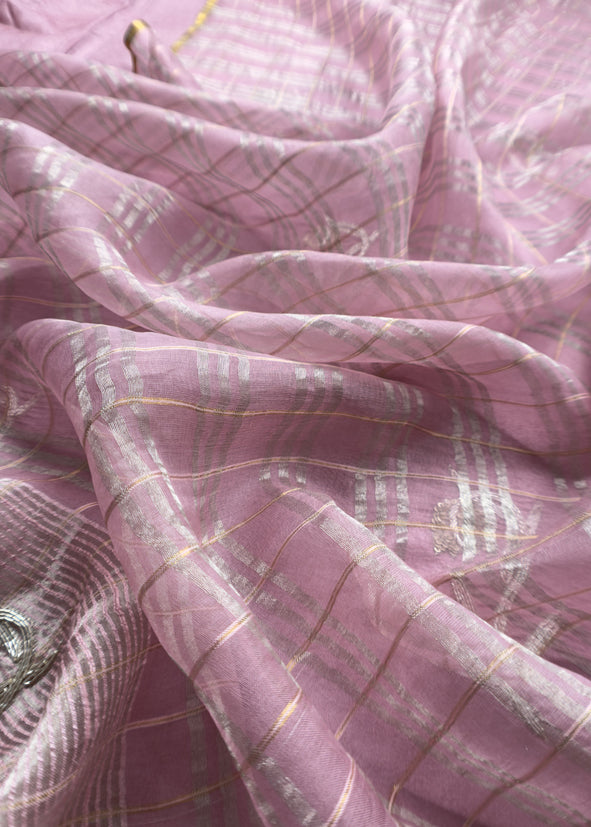 Sahiba 2025 Taffy Pink Handloom Desi Tussar Kurta With Zardosi Embroidery And Handwoven Tissue dupatta