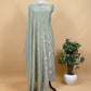 Bluish Gray Pure Mul Parrot Suit With Resham Embroidery, Sequins And Pearls